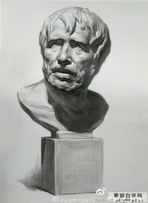 9个不同角度的海盗石膏像素描画