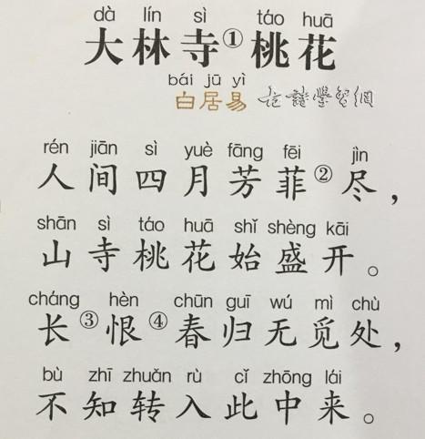 大林寺桃花白居易唐诗注释翻译赏析
