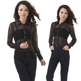 代购正品哥弟阿玛斯女装2013新款长袖蕾丝衬衣衫aa38159a19311-6