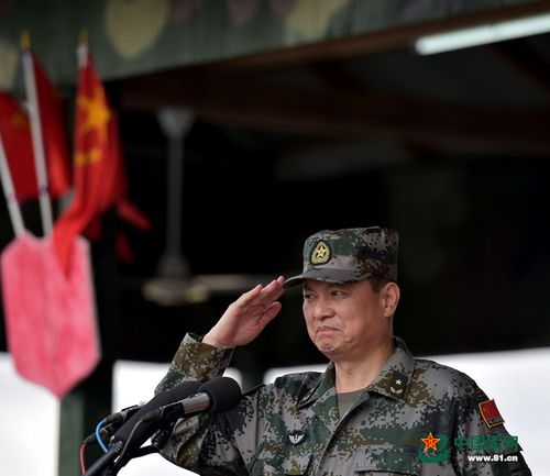 南部战区陆军司令员张践在主席台.(黄耀辉 摄)