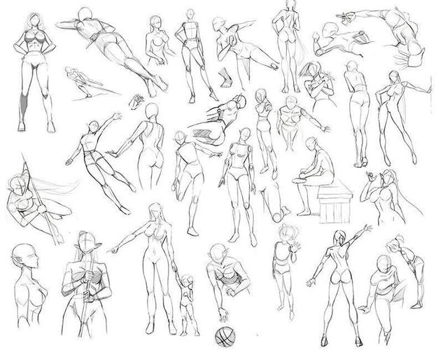 [原画线稿] 人物武术动作 姿势结构 动态线稿 日式动漫插画绘画参考