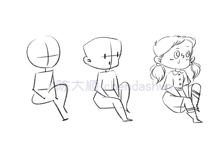 简笔画教程|坐姿 女生篇_教程_简笔画_知识_艺术