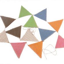 三角串旗婚礼庆典彩旗 厂家直销 diy手工工艺麻布吊旗三角旗