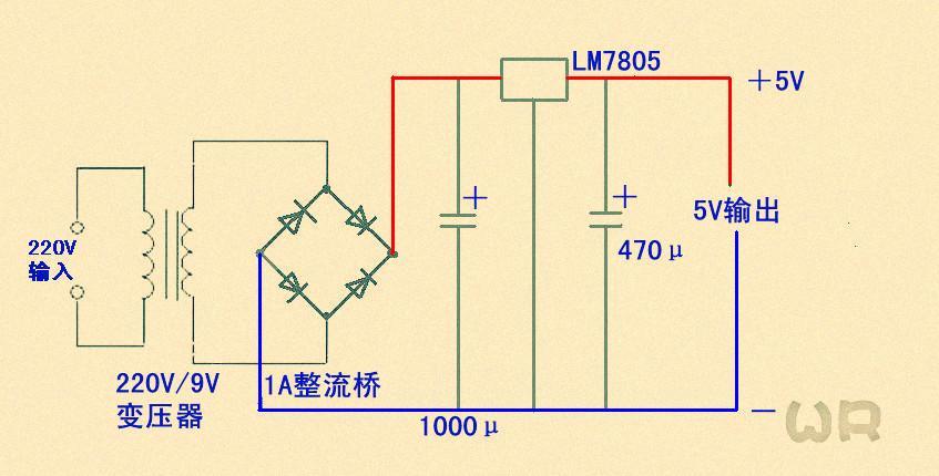 (交流输入220v直流5v稳压,输出电流大于300ma)的电路图.图怎么画.