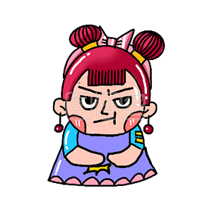 图怪兽原创元素卡通风小胖子女孩表情包生气气插画元素