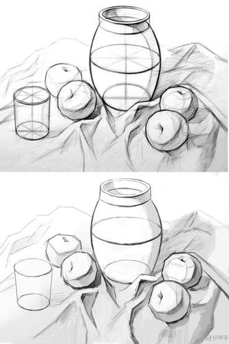 静物素描简笔画果子