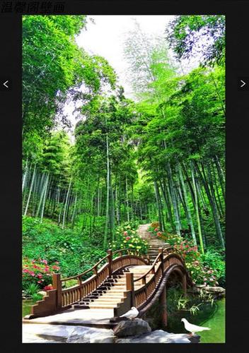 3d立体玄关壁纸壁画走廊过道墙纸装饰画竖版山水竹林花卉无缝墙布