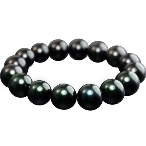 shecentury双面满月绿眼黑曜石手链手串情侣款大气简约百搭首饰饰品