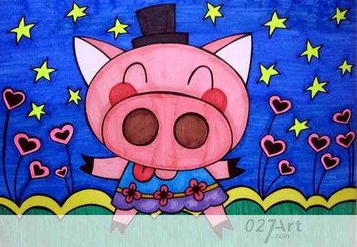 儿童画可爱的小猪