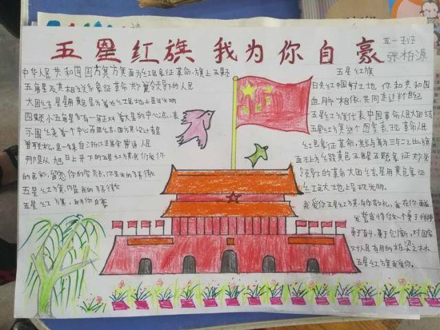 三,"五星红旗,我为你自豪"手抄报 各班学生用手抄报表达对祖国的祝福