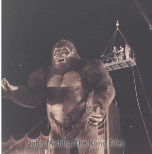 1976年版本的电影《金刚》幕后拍摄场景老照片