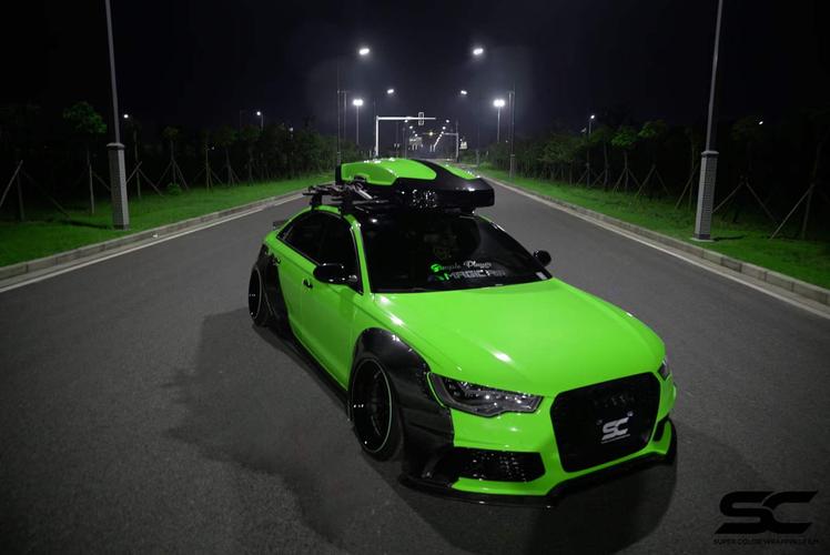 奥迪a6汽车贴膜sc改色膜荧光绿