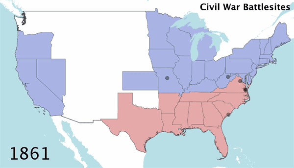 动态地图# 美国南北战争战场 - 地图慧社区 - 看地图