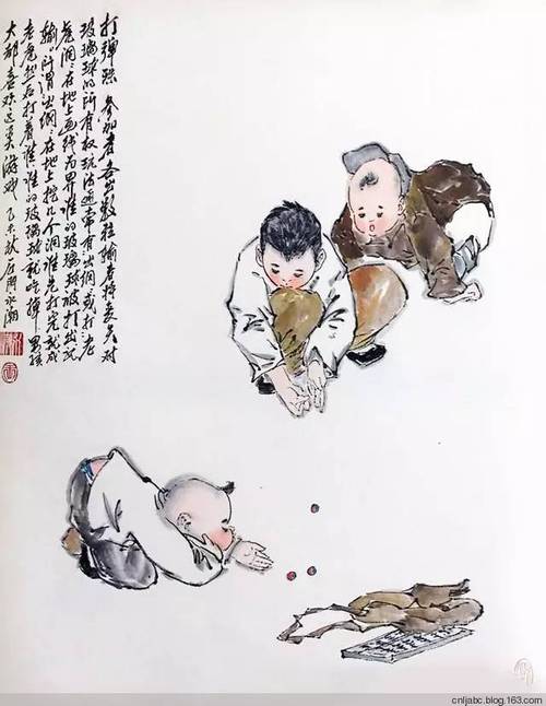 王永潮童趣题材的国画六七十年代农村孩子玩什么
