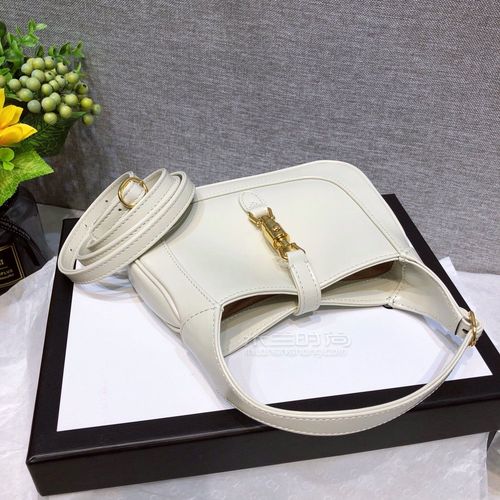 gucci古驰女包jackie 1961迷你小号皮革腋下包637091孔雪儿同款白色