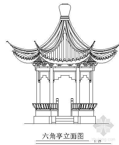 古典六角亭施工图