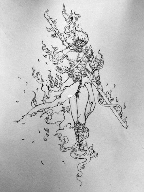 孙悟空手稿   非专业画画91_绘画_雕刻_设计_木雕_文化_绘画