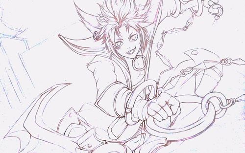 手绘百里玄策官图临摹线稿下一步彩铅上色