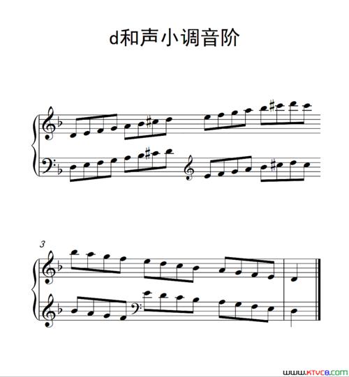 第一级 d和声小调音阶(中国音乐学院钢琴考级作品1~6级)