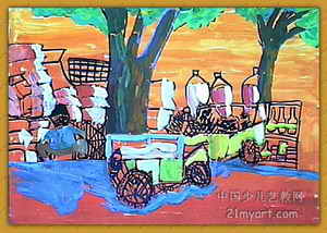 《正午的集市》儿童画