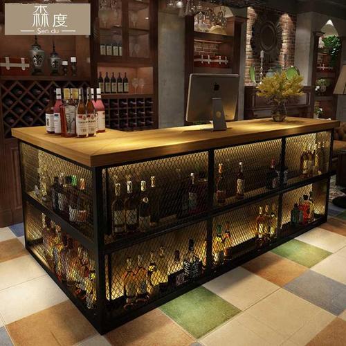 工业风复古收银台店铺小型餐厅酒吧吧台理发店饭店烧烤店吧台转角