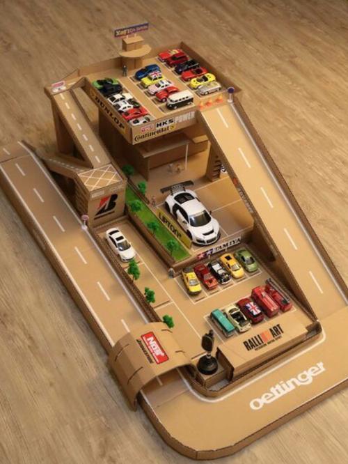 亲子手工创意分享纸箱做什么玩具③停车场