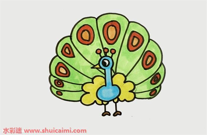 一只美丽孔雀怎么画孔雀简笔画图片大全彩色