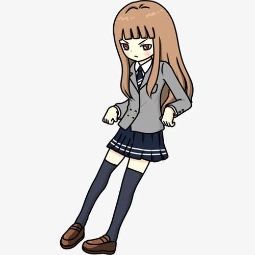 卡通学生装发怒女孩