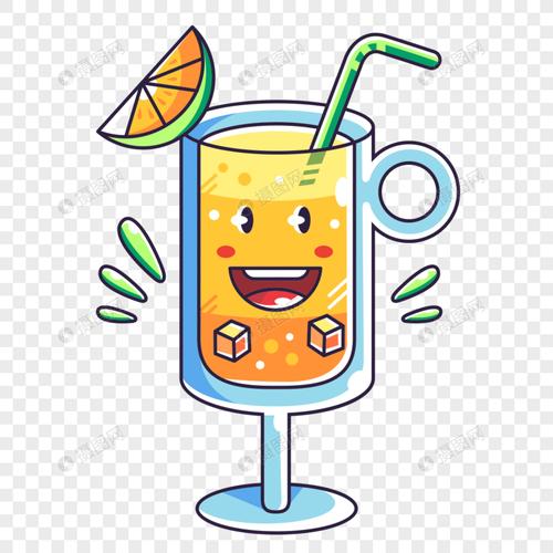 手绘夏天果汁清新卡通矢量素材