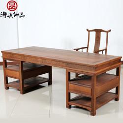 海峡仙品红木家具 鸡翅木书桌画案 中式仿古书法桌 原木大板桌