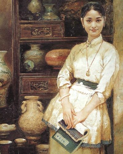 浪漫写实艺术家潘鸿海的油画《外婆家》《青花系列》《玉馨良渚》