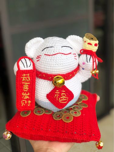 钩针玩偶招财猫,太喜欢啦!_玩偶_招财猫_甜品_蛋糕_兴趣爱好_手工