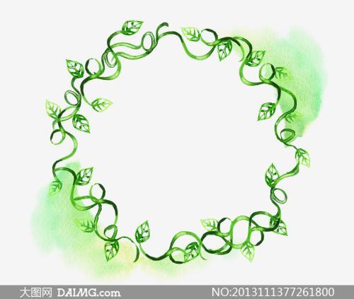 藤蔓花边边框简笔画圆