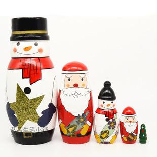 热销俄罗斯套娃5层旅游纪念品木制玩具特色工艺品雪人批发正品
