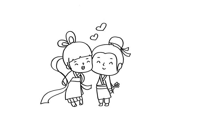 七夕乞巧简笔画图片