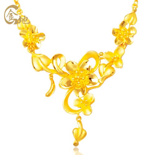 金地珠宝足金花璨黄金套链女款婚嫁黄金项链花足金项链婚嫁礼物视频