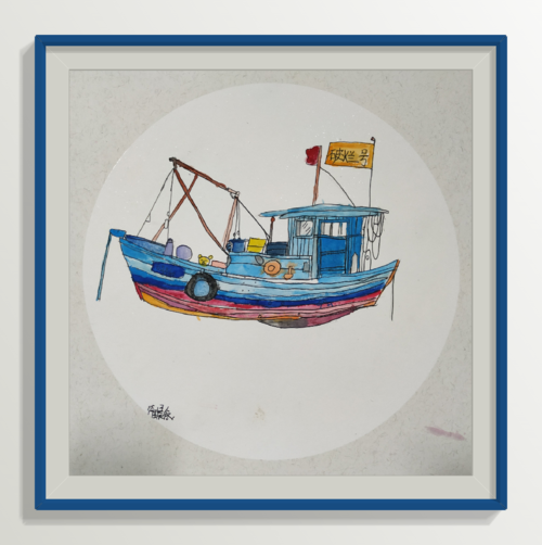 孩子们超喜欢!少儿创意美术《渔船》,惊涛骇浪的感觉画的真好!