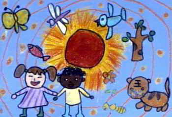 《大家都爱太阳》儿童画作品欣赏