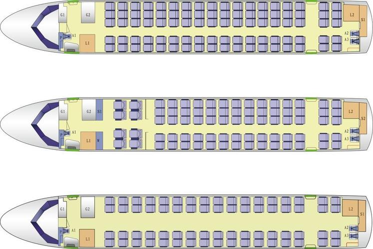 arj21-700型支线客机可载客78~90座,标准航程型满客航程为2225公里