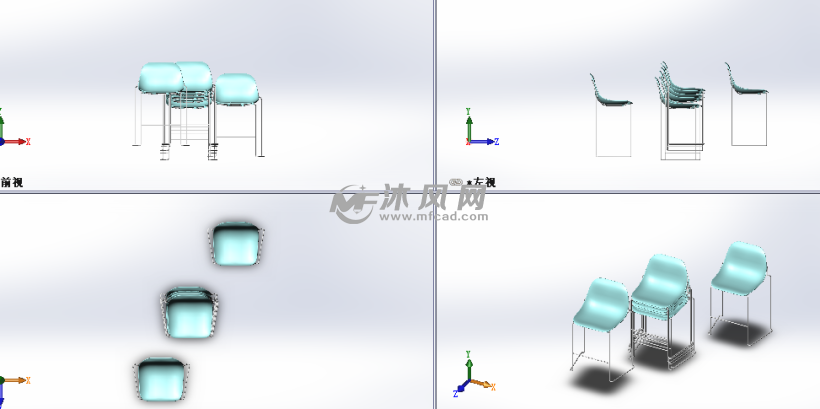 简易椅子三维模型三视图