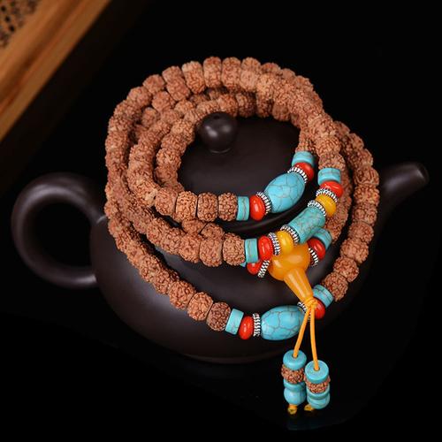 藏式 尼泊尔五瓣小金刚菩提子108 金刚菩提佛珠手链男女款