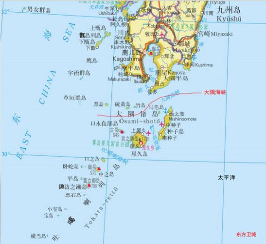 东海出海口二吐噶喇海峡大隅海峡