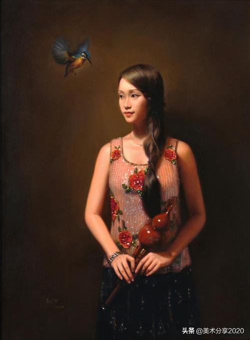 写实油画美女作品,大师所画,端庄典雅,十分诱人