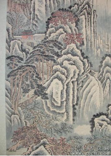 ◢焱煌轩◣清代著名画家钱维城山水画挂轴[老画新裱]