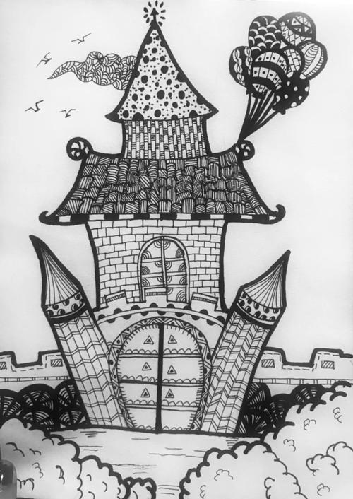 第八周课后作业 三角形构图无缝堆积创意线描画