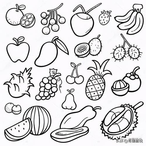 儿童画简笔画临摹素材52张:水果系列画法,收藏备用,在家学画画