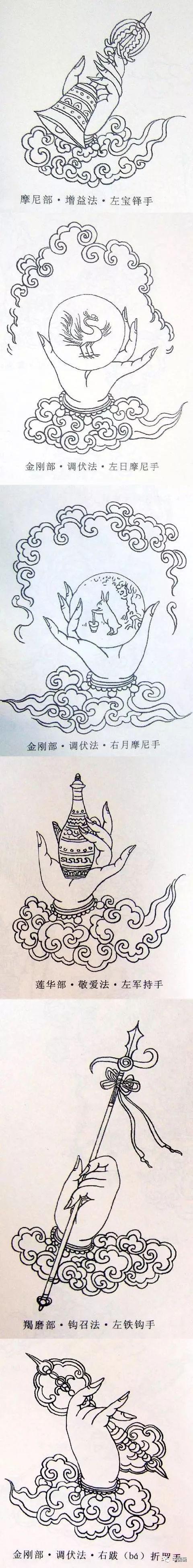 白描-这是一套难得的线描观音四十二手印,有缘看到的可收藏!