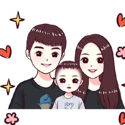 卡通一家三口微信头像背影