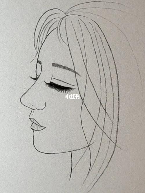 画美丽女孩的侧脸_侧脸_素描_文化_绘画
