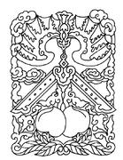 中国古典图案-桃子叶子和卷曲纹构成的图案